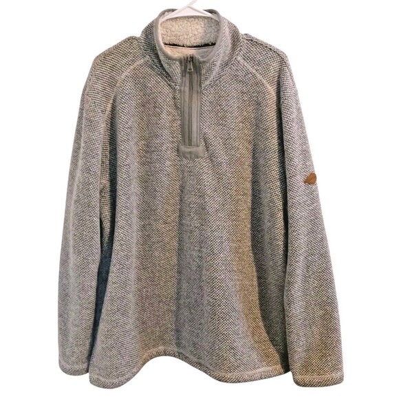 Orvis Men’s Quarter Zip Gray Brighton Sherpa Lined Pullover Sweater Sz XL Jacket - Picture 1 of 8
